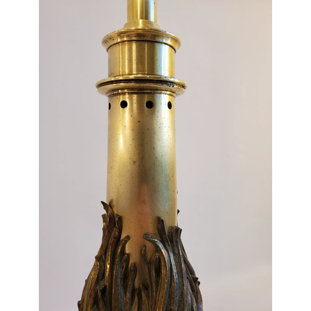 Metal Vintage Stiffel Brass Large Flame Table Lamp For Sale - Image 7 of 12