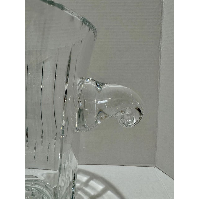 Mid 20th Century Signed Large Crystal Double Handle Ice Bucket With Scroll Handles For Sale - Image 4 of 11
