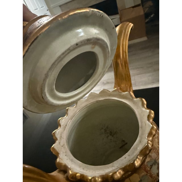 1950s Royal Satsuma 2-Handle Gilt Porcelain Vase W/Lid 16" Tall X 13" Wide For Sale - Image 9 of 10