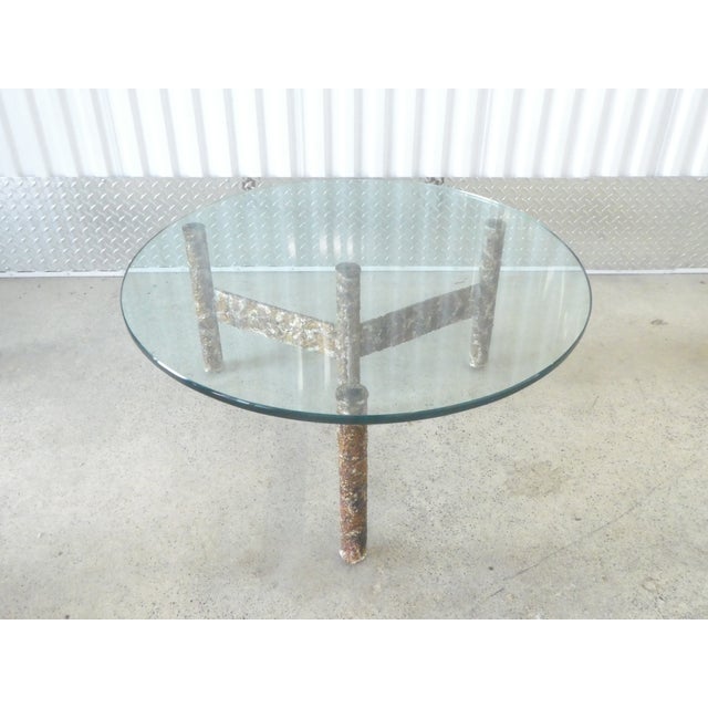 1970's Brutalist Multi Color Welded Metal Three Leg Coffee Table For Sale - Image 10 of 12