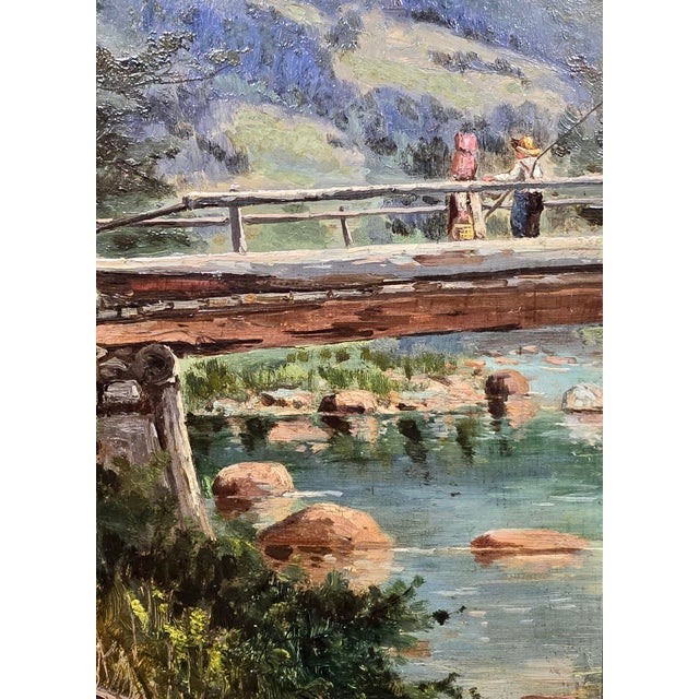 Frank Henry Shapleigh — Fishing From the Bridge at Jackson, New Hampshire — 1878 American Oil Painting For Sale In Los Angeles - Image 6 of 12
