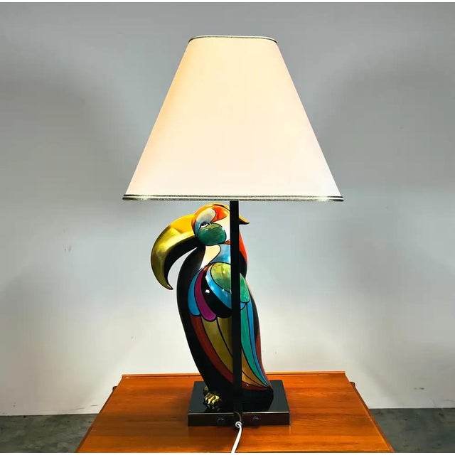 Porcelain Toucan Bird Lamp by Manifattura Artistica, Italy Circa 1989 For Sale - Image 14 of 16