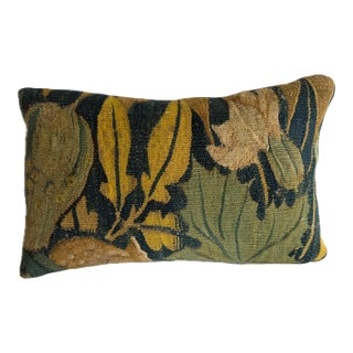 16th Century Antique Brussels Verdure Tapestry Fragment Pillow For Sale