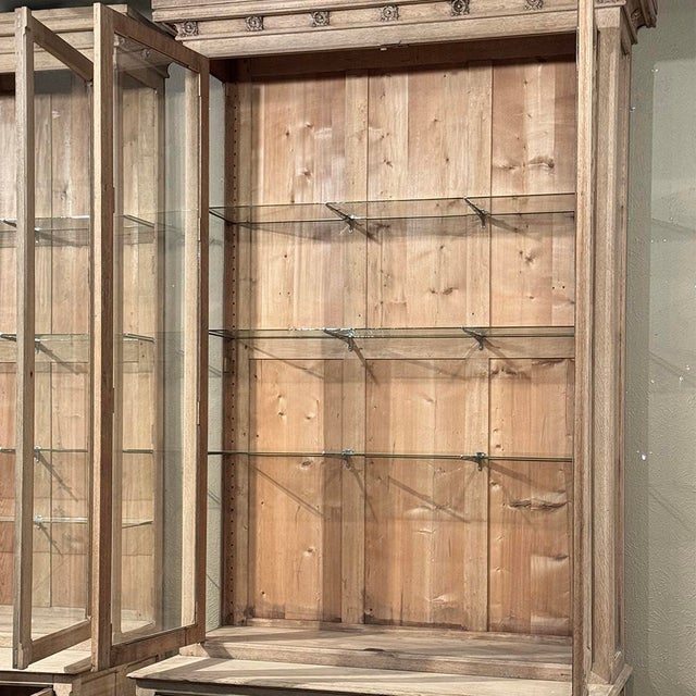 Pair of Monumental Stripped Gothic Revival Solid Oak Display Bookcases For Sale - Image 15 of 18