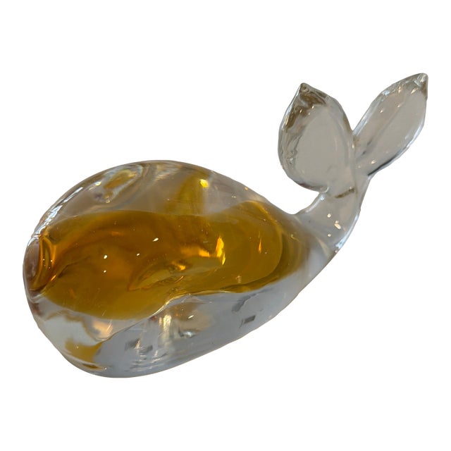 Vintage Murano-Style Hand-Blown Glass Whale For Sale