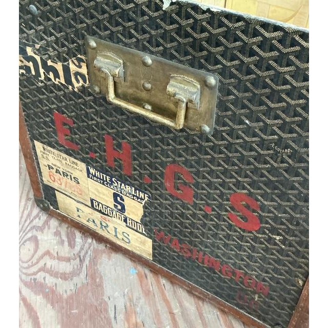 Vintage Boho Goyard Steamer Trunk For Sale - Image 14 of 17