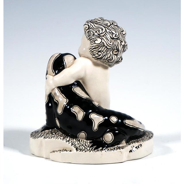 Seated Putto with Salamander attributed to Anton Klieber for Vienna Ceramics, 1913 For Sale - Image 4 of 7