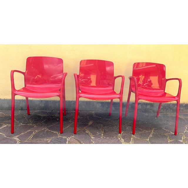 Red Tiffany Chairs by Marcello Ziliani for Casprini, Set of 3 For Sale - Image 8 of 8