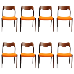 Rosewood Dining Chairs by Niels Otto Møller, Customizable Reupholstery, 1960s, Set of 8