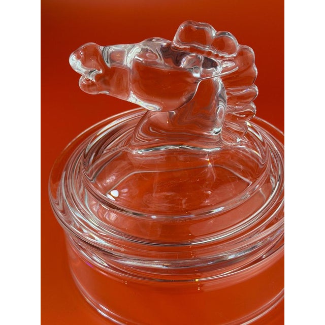 Glass French Crystal Box with Horse Finial from Sèvres, 1980s For Sale - Image 7 of 10