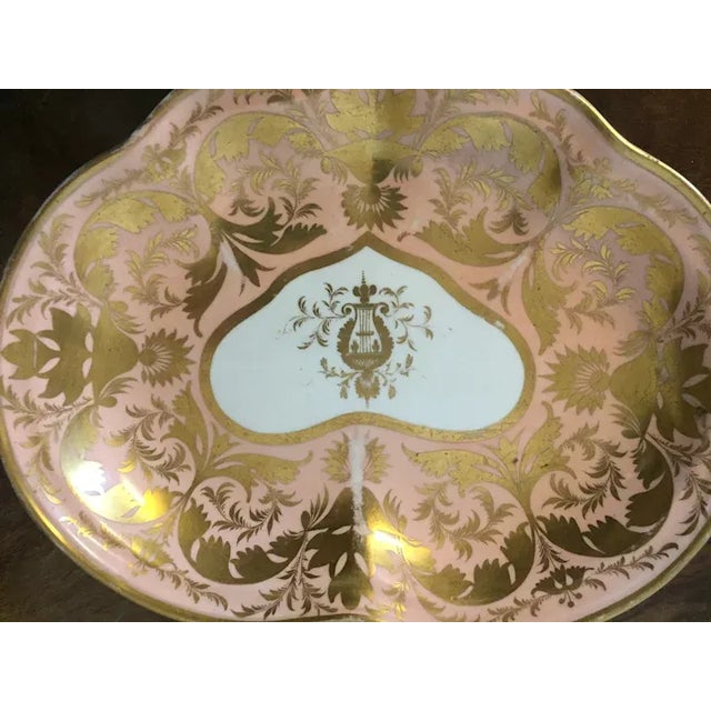 Antique Early 19th Century Derby Porcelain Kidney Shape Dish in Apricot Ground with Gilding For Sale - Image 9 of 12