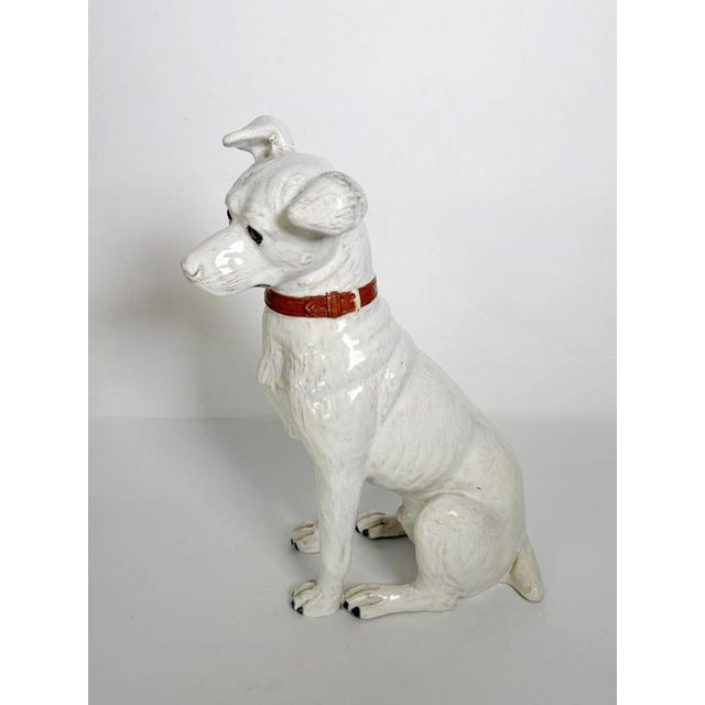 White Glazed Ceramic Dog Sculpture, France, 1970s For Sale - Image 13 of 16