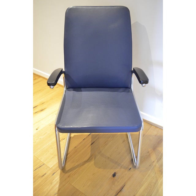 Tubular steel high-back chair from Mauser Werke Waldeck dating from the 1940s - the tubular steel chair still has the...