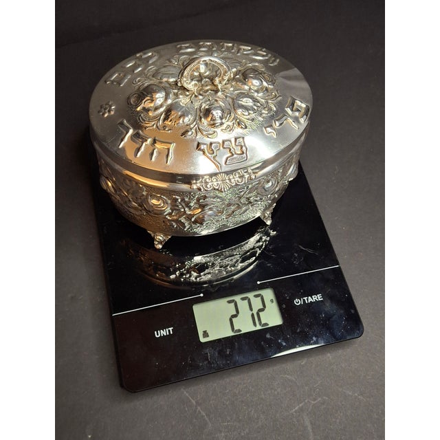 Hazorfim 925 Sterling Silver Etrog Box Hebrew Inscription Vermeil Interior 272g For Sale - Image 18 of 18