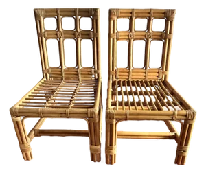 Brown Jordan Rattan & Bamboo Chairs 1980 - A Pair