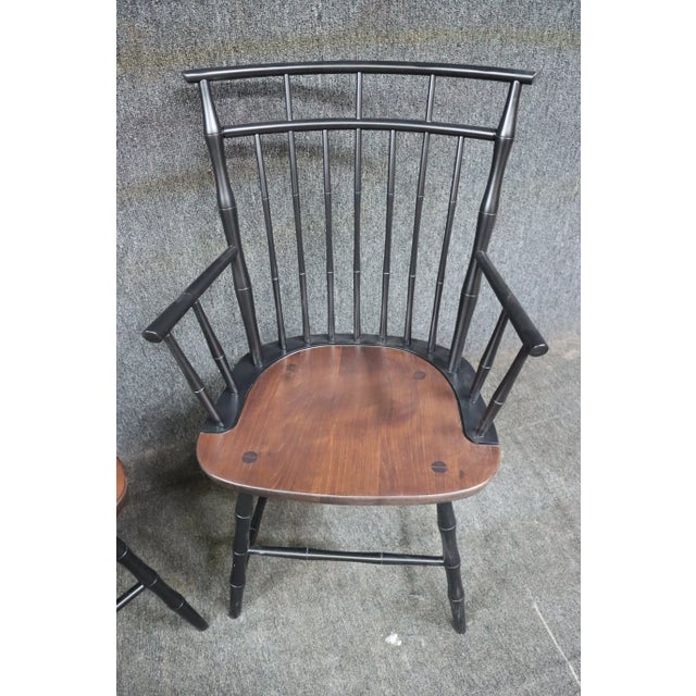 Late 20th Century Benchmade Bamboo Style Cherry Armchairs For Sale - Image 5 of 11