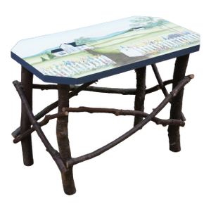 Late 20th Century Adirondack Rustic Twig Log Country Farmhouse Bench Stool Coffee Table 20"