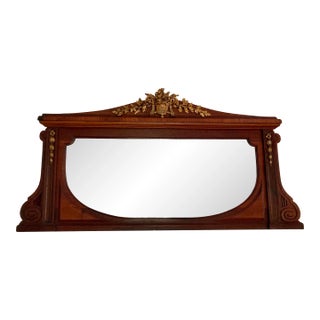 Antique Neoclassical Mahogany Wall Mirror, Embellished With Gold Detailing For Sale