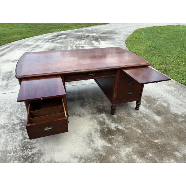 Art Deco Stow & Davis Art Deco Vintage Mahogany Executive Desk For Sale - Image 3 of 11