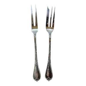Vintage Silverplated Christofle Meat Forks, Pr