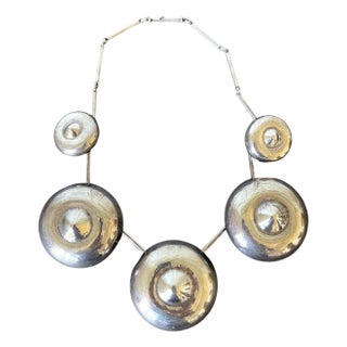 Vintage Sculptural Silver Necklace by Graziella Laffi For Sale