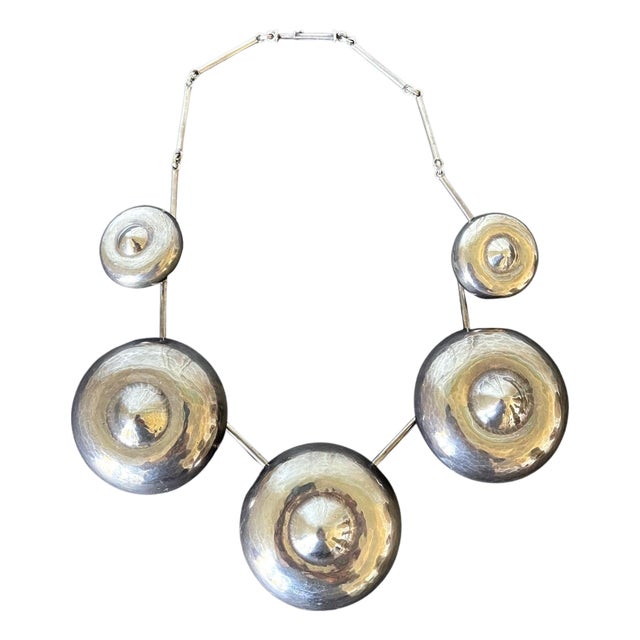 Vintage Sculptural Silver Necklace by Graziella Laffi For Sale