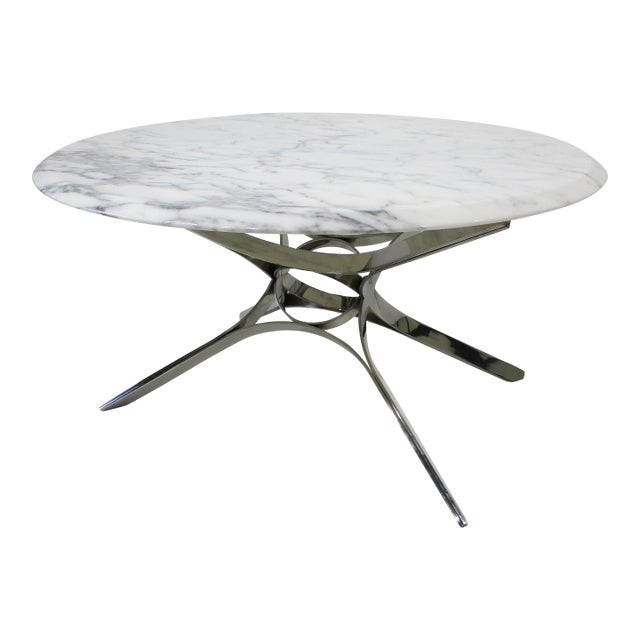 Dunbar Sculptural Marble Chrome Coffee Table by Roger Sprunger For Sale