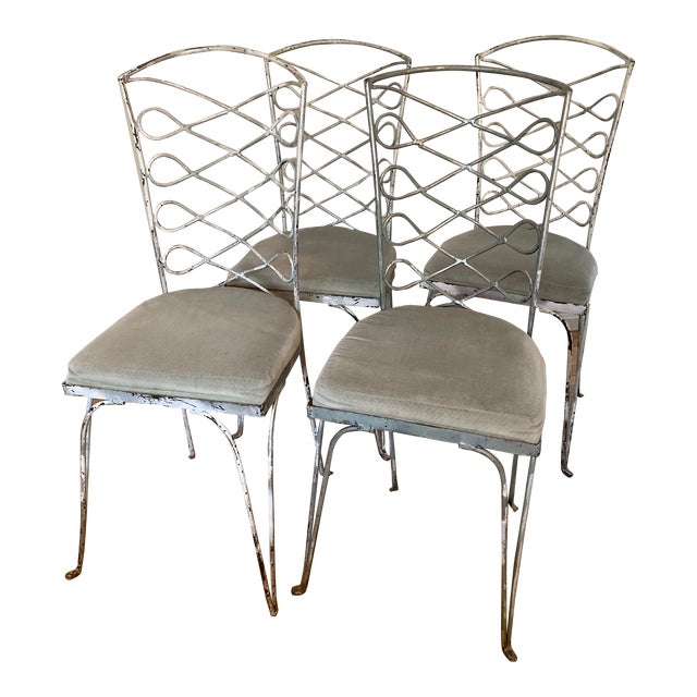 1960s Metal Chairs in the Style of René Prou, Set of 4 Paris Seating For Sale