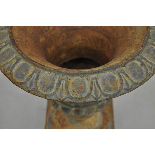 Early 20th Century Antique Cast Iron 12.5" French Classical Small Urn Garden Flower Planter Pot For Sale - Image 5 of 10