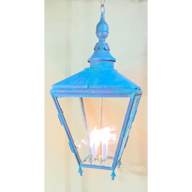 American Antique Restored Street Light Converted to Hanging Lantern / Foyer Chandelier For Sale - Image 3 of 15