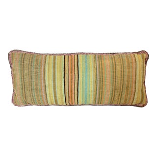 Late 20th Century Pillow of Handwoven Cotton Nepalese Bands For Sale