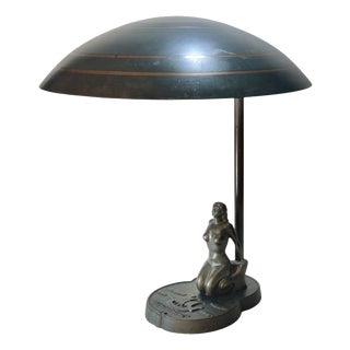 Vintage Swedish Grace Mermaid Table Lamp in Bronze from Malmö Metallvarufabrik, 1930s For Sale