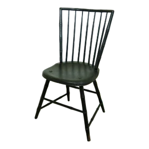 Antique Early 19th C. Black Windsor Side Chair