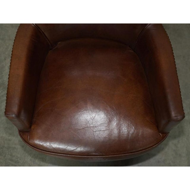 Hand-Dyed Brown Leather Halo Barrel Back Dining Chairs from Heritage, Set of 4 For Sale - Image 6 of 18