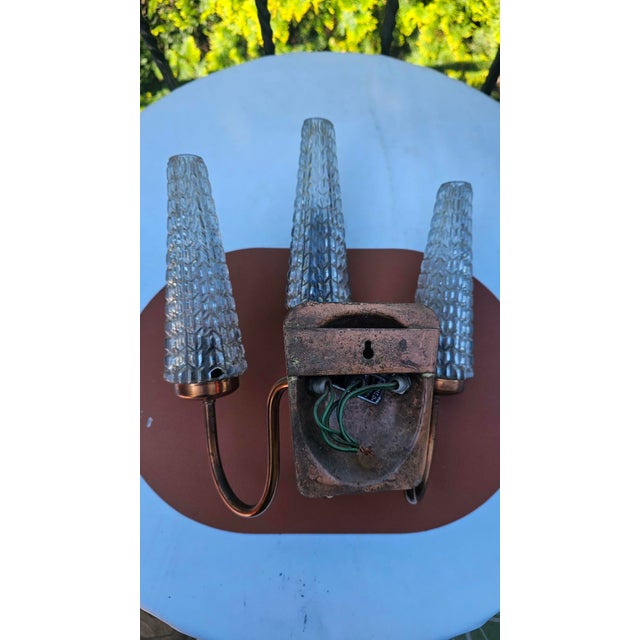 Metal Vintage Triple Wall Lamp, 1960s For Sale - Image 7 of 11