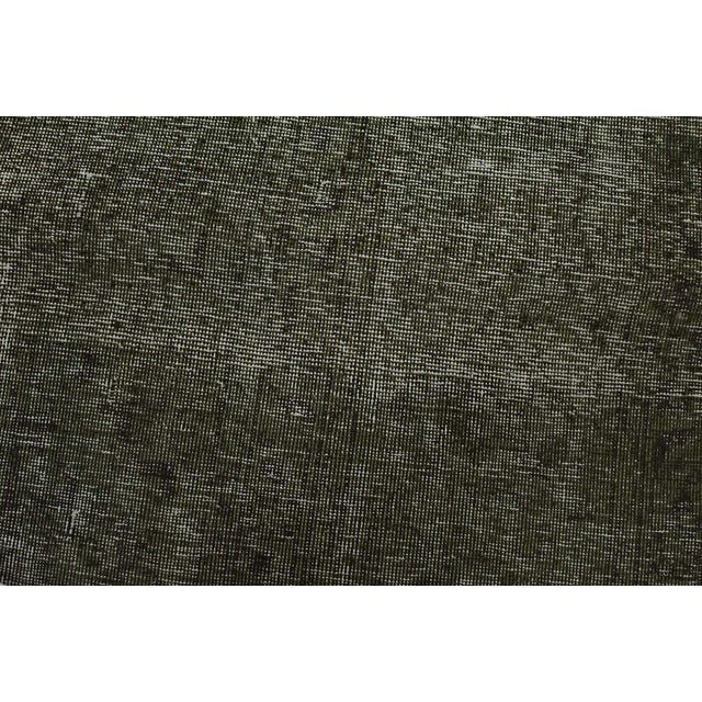 Tabriz Runner 2’4” X 6′ Black Wool Vintage Overdyed Hand-Knotted Rug For Sale - Image 4 of 10