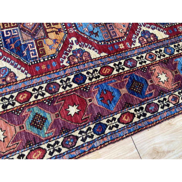 Kazak Rug 8'9" X 12'5" Red Wool Tribal Geometric Hand-Knotted Oriental Carpet For Sale - Image 9 of 15