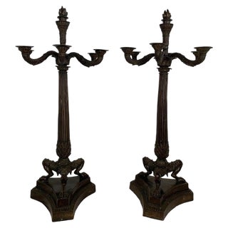 Empire Candelabras in Bronze, France, Set of 2 For Sale