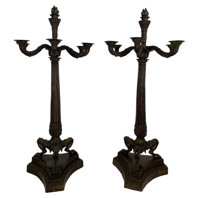Empire Candelabras in Bronze, France, Set of 2 For Sale