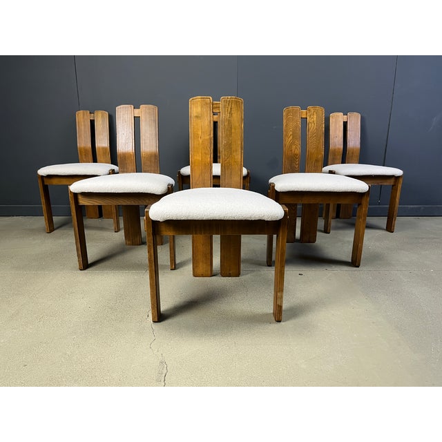 Brown Brutalist Dining Chairs, 1960s, Set of 6 For Sale - Image 8 of 9