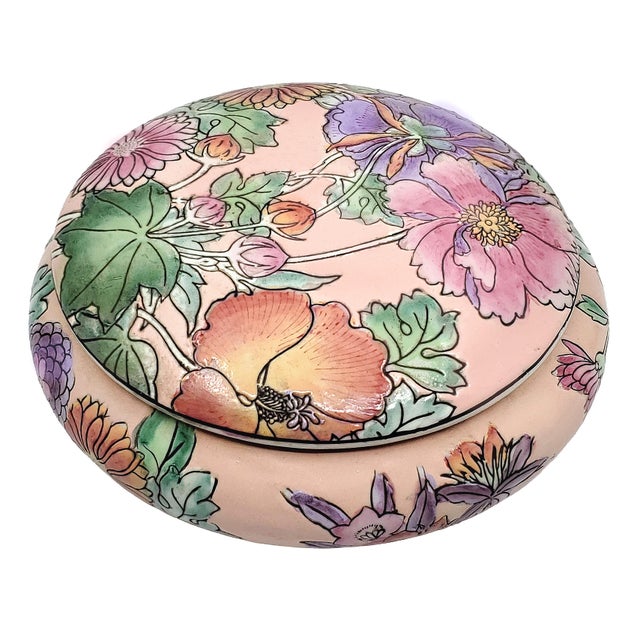 Mid 20th Century Box Jewelry Hand Painted Chinese Porcelain For Sale - Image 5 of 8