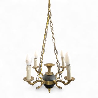 Empire Black and Gilt Chandelier, France For Sale