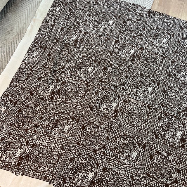 Raoul Textiles Hand Printed Bhandana in Cardamom Brown Linen Fabric- 1 1/2 Yards For Sale - Image 4 of 6