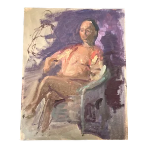 1980’s Original Vintage Abstract Expressionist Nude Figure Study Painting