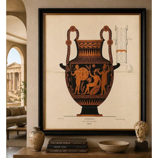 Black Albert Genick, Greek Amphora, 1883, Chromolithograph For Sale - Image 8 of 9