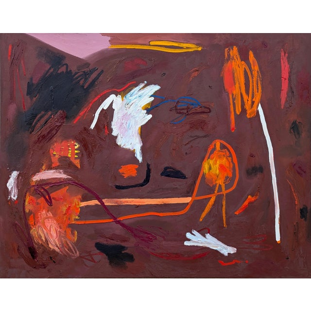 Peter Healy "Dropping a Lit Match" Contemporary Warm Toned Abstract Expressionist Painting, 2024 For Sale