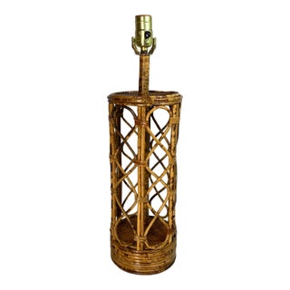 Vintage Boho Bent Bamboo Table Lamp For Sale