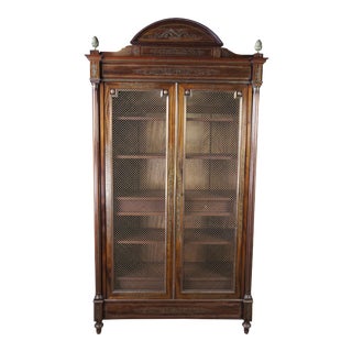 Antique Napoleon III Mahogany Boulle Brass Inlay Armoire For Sale