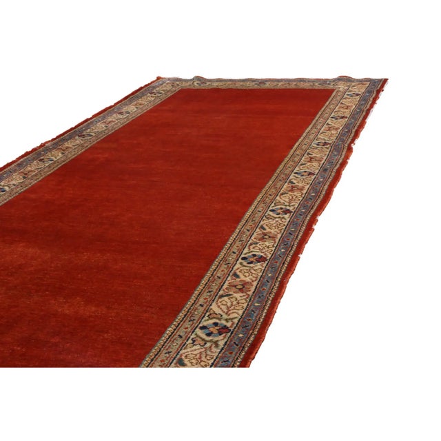 Rug & Kilim Vintage Mahal Red and Beige Wool Persian Runner With Open Field by Rug & Kilim For Sale - Image 4 of 7