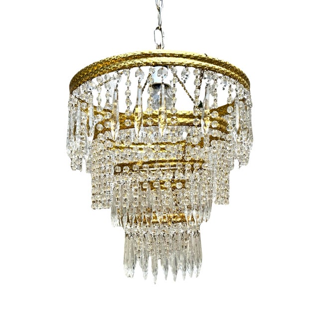 Brass Crystal Chandelier, Železnobrodské Sklo, Czechoslovakia, 1970s For Sale - Image 8 of 18